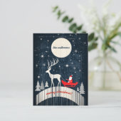  Kerstman op slee getrokken door een eland Feestdagenkaart (Staand voorkant)
