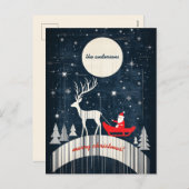  Kerstman op slee getrokken door een eland Feestdagenkaart (Voorkant / Achterkant)