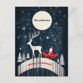  Kerstman op slee getrokken door een eland Feestdagenkaart (Voorkant)