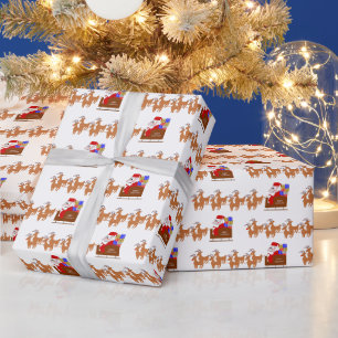 Kerstman Op slee Kerst Wrap Papier