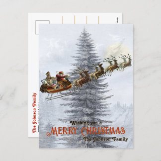 kerstman op slee met rendierkerst feestdagenkaart