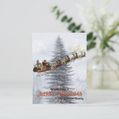  kerstman op slee met rendierkerst feestdagenkaart (Staand voorkant)