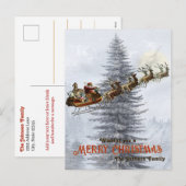 kerstman op slee met rendierkerst feestdagenkaart (Voorkant / Achterkant)