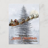  kerstman op slee met rendierkerst feestdagenkaart (Voorkant)