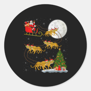 Kerstman op slee vliegend grappig magisch Kerstmis Ronde Sticker