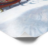 Kerstman op straat, kerstboeken leveren foto afdruk (Hoek)