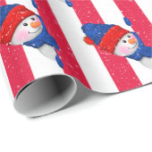 kerstman op strepen en sneeuwvlokken cadeaupapier (Rol Hoek)