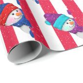 kerstman op strepen en sneeuwvlokken cadeaupapier (Rol Hoek)