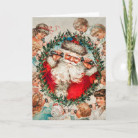 Kerstman op touwtjes telefoons luisterend naar kin