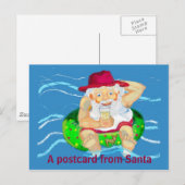 Kerstman op vakantie feestdagenkaart (Voorkant / Achterkant)