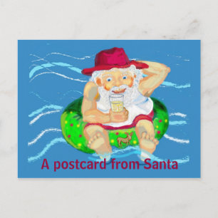 Kerstman op vakantie feestdagenkaart