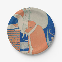  kerstman op vakantie in Chimney Papieren Bordje