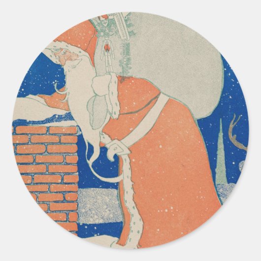  kerstman op vakantie in Chimney Ronde Sticker (Voorkant)