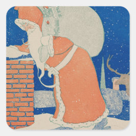  kerstman op vakantie in Chimney Vierkante Sticker