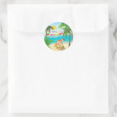 Kerstman op vakantie - Kerstmis met strand Ronde Sticker (Tas)