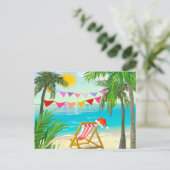 Kerstman op vakantie, Kerstmis, zomer Feestdagenkaart (Staand voorkant)