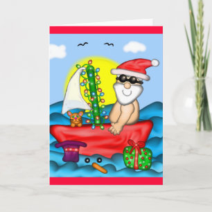 Kerstman op vakantie met Snow Buddy Feestdagen Kaart