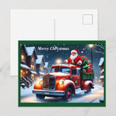 Kerstman op vrachtwagen feestdagenkaart (Voorkant / Achterkant)