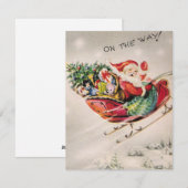 Kerstman op weg feestdagenkaart (Voorkant / Achterkant)