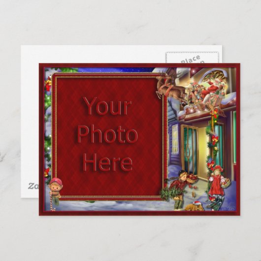 Kerstman op Zijn Omlijsting van de Manier Feestdagenkaart (Voorkant / Achterkant)