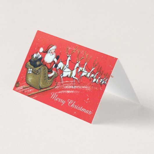  kerstman op zijn slee met rendier kaart (Voorkant)