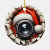 Kerstman Op zoek in Santa Cam Keramisch Ornament (Achterkant)