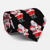 Kerstman op zwarte kerst stropdas (Opgerold)