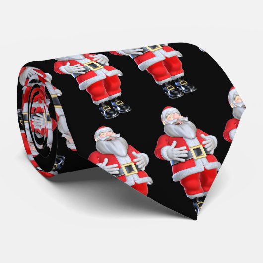 Kerstman op zwarte kerst stropdas (Opgerold)