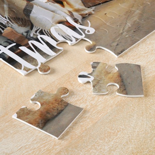 Kerstman Optionele Vrolijke Kersttekst Legpuzzel (Zijkant)