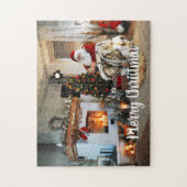  Kerstman Optionele Vrolijke Kersttekst Legpuzzel (Verticaal)