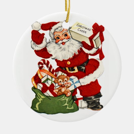 Kerstman,  Ornament met kerstcadeau (Voorkant)