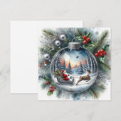 Kerstman ornament Plat Kerstkaart (Voorkant / Achterkant)