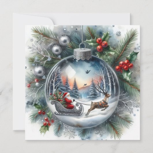 Kerstman ornament Plat Kerstkaart (Voorkant)