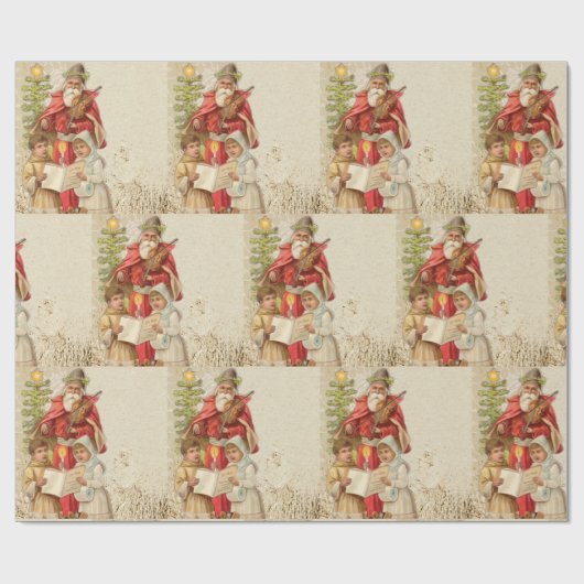 Kerstman  Oude St. Nick en kinderen Cadeaupapier (Vlak)