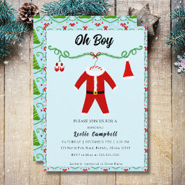Kerstman Outfit voor Baby Jongen Baby Shower Kaart