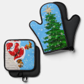 kerstman ovenwant & pannenlap set (Voorkant / Achterkant)