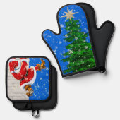 kerstman ovenwant & pannenlap set (Voorkant / Achterkant)