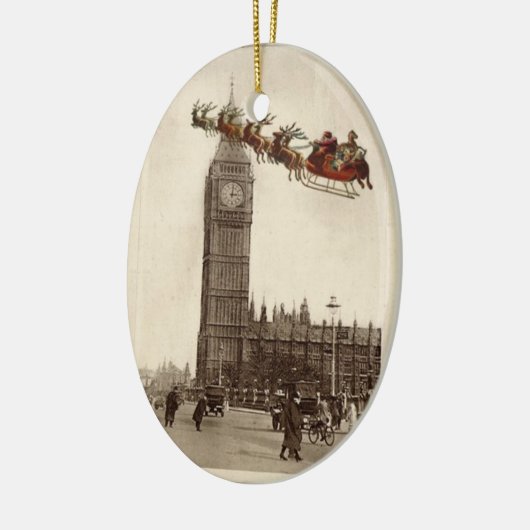  Kerstman over BigBen London Keramisch Ornament (Links)