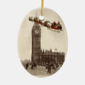  Kerstman over BigBen London Keramisch Ornament (Voorkant)