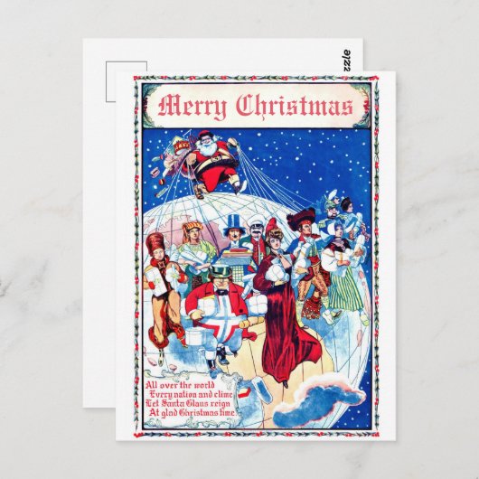  kerstman over de hele wereld Uniek Briefkaart (Voorkant / Achterkant)