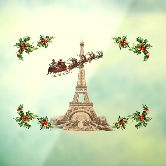  kerstman over Parijs Raamsticker (Vel 3)