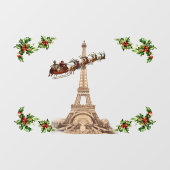  kerstman over Parijs Raamsticker (Vel)