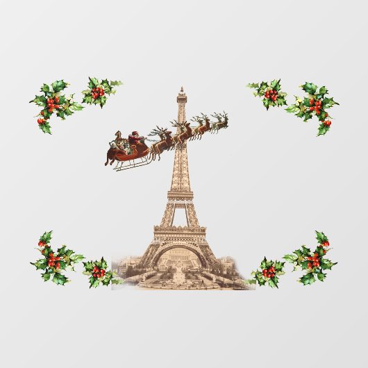  kerstman over Parijs Raamsticker (Vel)