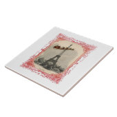  kerstman over Parijs Trivet Tile Tegeltje (Zijkant)
