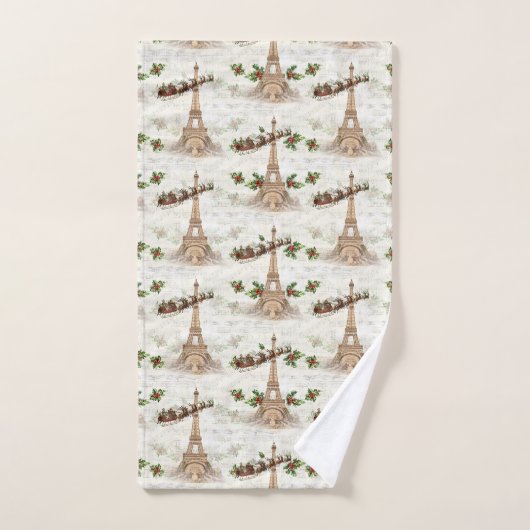 Kerstman over Parijse Kerstbadhanddoek Set Bad Handdoek (Handdoek)
