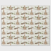  Kerstman over Parijse kerstinpakpapier Cadeaupapier (Vlak)