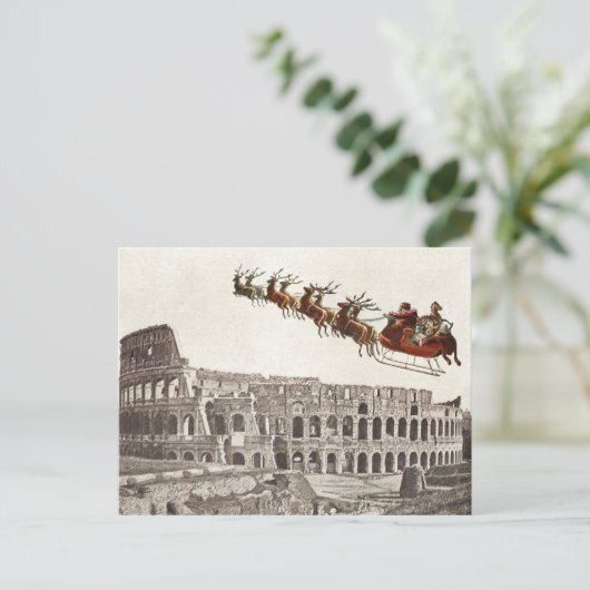 kerstman over Rome Briefkaart (Staand voorkant)