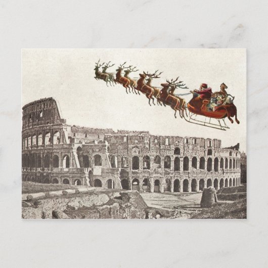 kerstman over Rome Briefkaart (Voorkant)