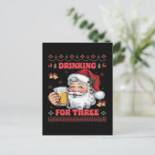 Kerstman paar kerst Drink Feestdagenkaart (Staand voorkant)