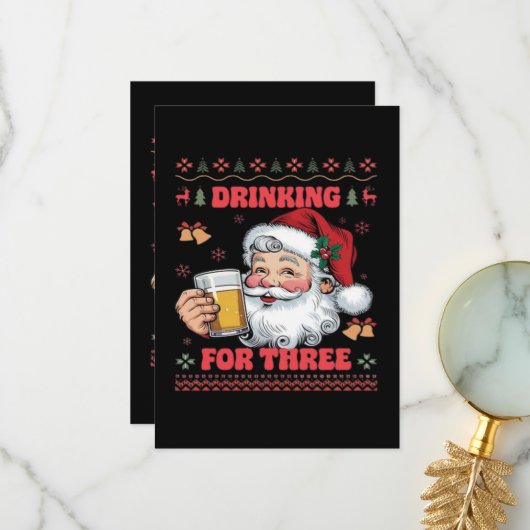 Kerstman paar Kerstmis Bedankkaart (Voorkant / Achterkant in situ)